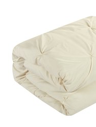Whitley 4 Piece Duvet Cover Set Ruffled Pinch Pleat Design Embellished Zipper Closure Bedding
