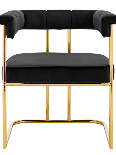 Chic Home Design Winfield Dining Side Chair Velvet Upholstery Shelter Arms Gold Plated Solid Metal U Shaped Base - 1 Piece product