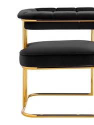 Winfield Dining Side Chair Velvet Upholstery Shelter Arms Gold Plated Solid Metal U Shaped Base - 1 Piece