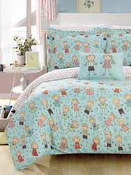 Woodland 8 Piece Reversible Comforter Set Happy Kids Theme Printed Design Bed In A Bag - Green