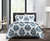 Yazmin 2 Piece Duvet Cover Set Large Scale Floral Medallion Print Design Bedding With Zipper Closure - Blue