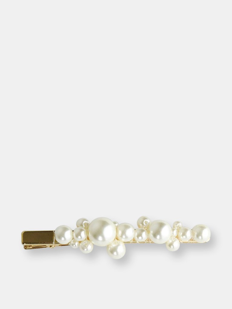 Small Bubble Pearl Hair Clip - White