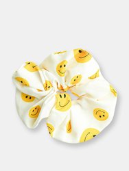 Smiley Face Scrunchie - White