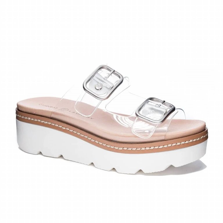 Clear Platform Vinyl Sandals In Clear