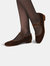 Colette Mary Jane in Toast Brown Velvet Low Heels