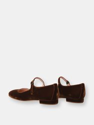 Colette Mary Jane in Toast Brown Velvet Low Heels