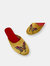 Embroidered butterfly in gold velvet mules slippers