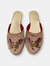 Embroidered Butterfly in Taupe Velvet Mules Slippers