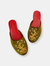 Embroidered Dragon in Olive Velvet Mules Slippers - Olive