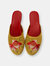 Embroidered Goldfish in Gold Velvet Mules Slippers