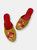 Embroidered Goldfish in Gold Velvet Mules Slippers - Gold