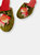 Embroidered Goldfish in Olive Velvet Mules Slippers