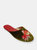 Embroidered Goldfish in Olive Velvet Mules Slippers