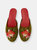 Embroidered Goldfish in Olive Velvet Mules Slippers