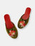 Embroidered Goldfish in Olive Velvet Mules Slippers - Olive