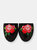 Embroidered Peony in Black Velvet Mules Slippers