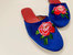 Embroidered Peony In Parisienne Blue Velvet Mules Slippers - Blue