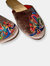 Embroidered Phoenix in Taupe Velvet Mules Slippers