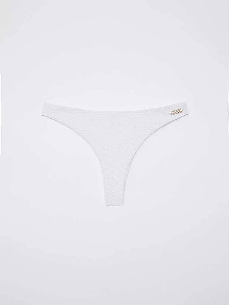 Cleo High-cut Bikini Bottom in Recycled Jaquard - White