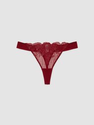 Fenice Thong In Embroidered Tulle Red Collection - Red