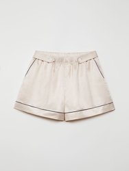 LOLITA GOES BED Buttoned Shorts in Satin - Ivory
