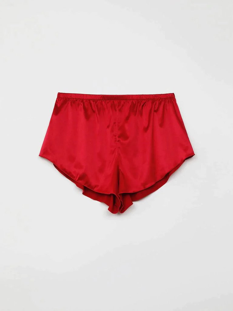 LOLITA GOES BED Shorts in Satin  - Red