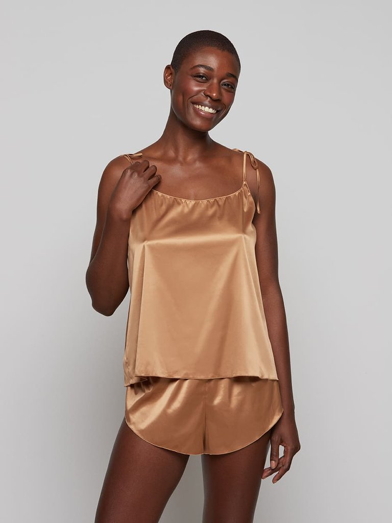 LOLITA GOES BED Tank Top in Satin  - Universal Diversity - Bronze