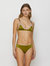 LUCE Brazilian Knickers in Satin and Embroidered Tulle - Olive Green