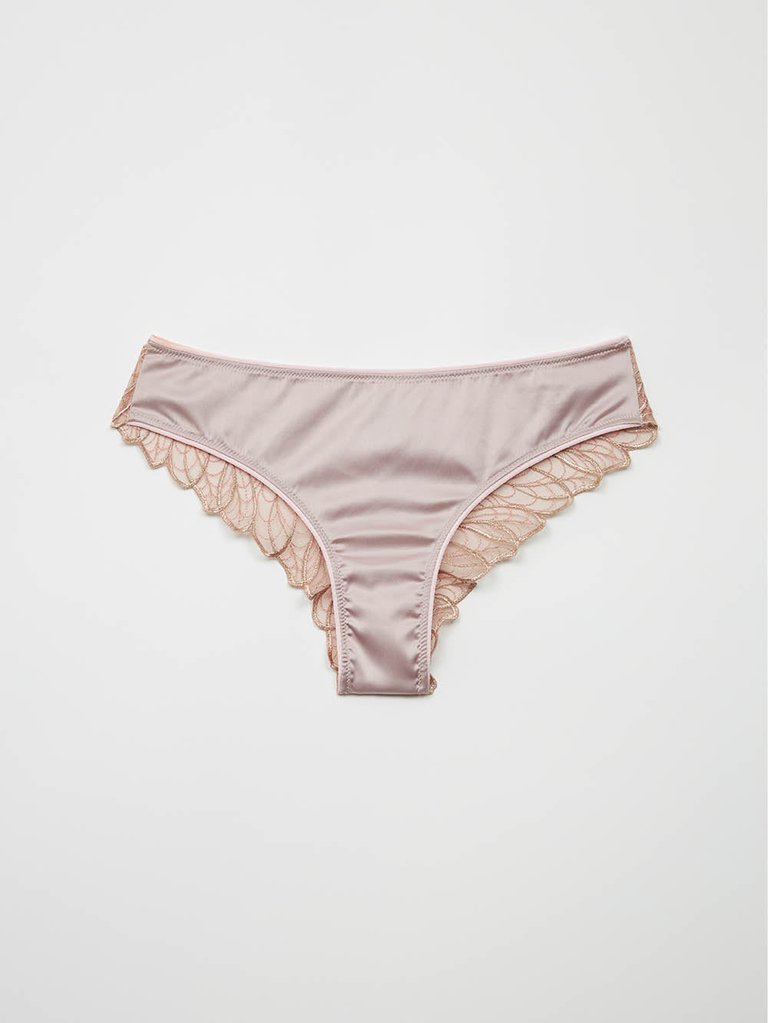 LUCE Brazilian Knickers in Satin and Embroidered Tulle - Pink