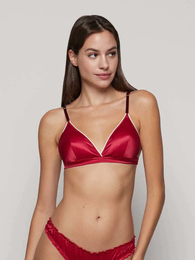 Padded Bralette In Satin Red Christmas 22