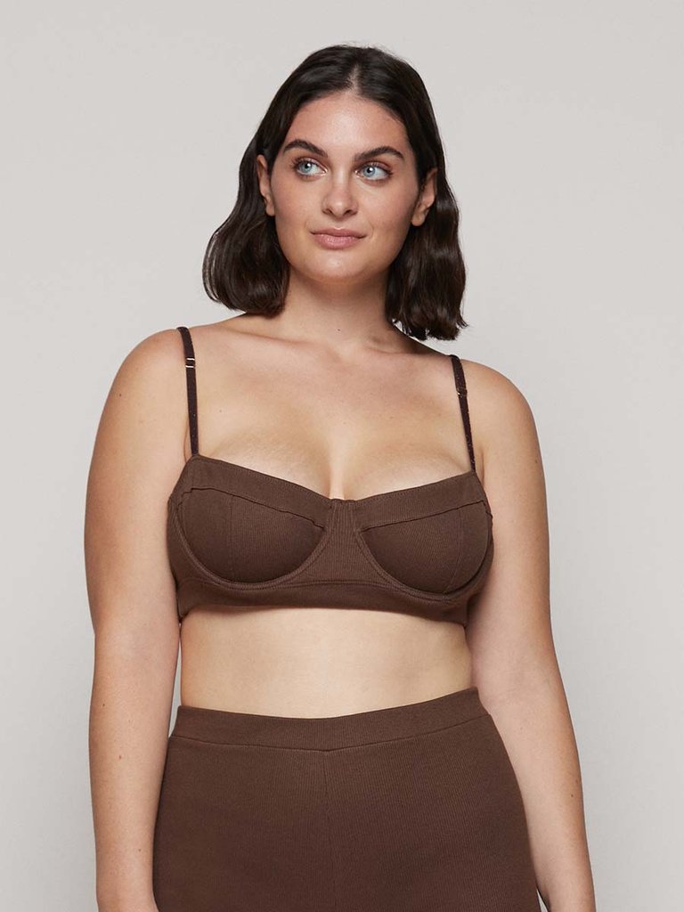 Underwire Bra In Organic Cotton - Chocolate