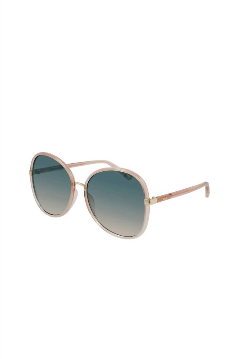 Butterfly Plastic Sunglasses With Blue Gradient Lens In Transparent Orange - Transparent Orange
