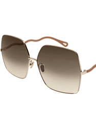 Retro Oversize Wavy Temple Sunglasses - Gold-Brown