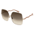 Retro Oversize Wavy Temple Sunglasses - Gold-Brown