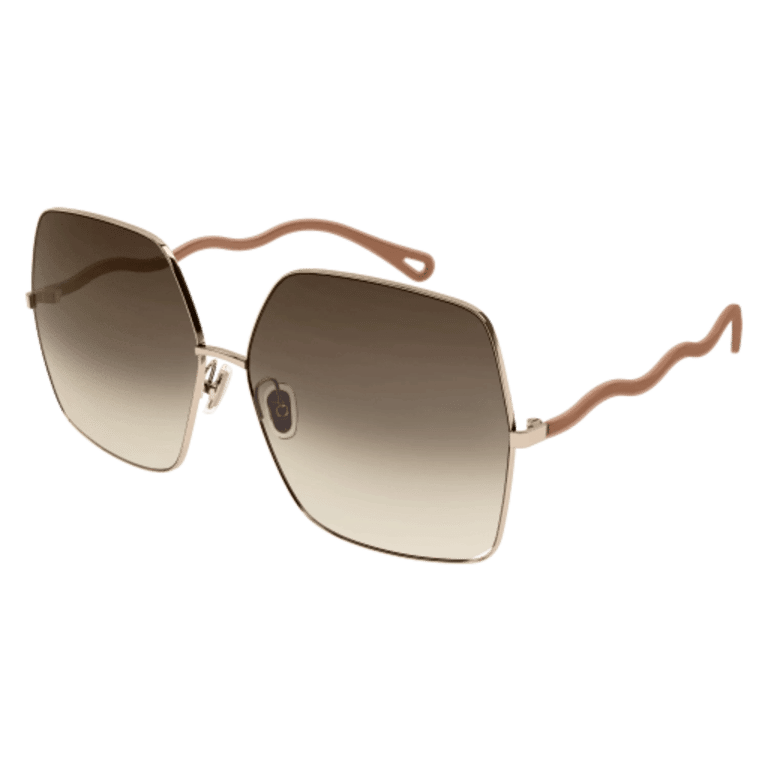 Retro Oversize Wavy Temple Sunglasses - Gold-Brown
