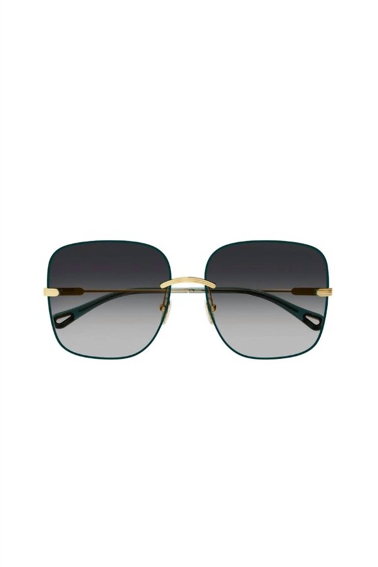 Rimless Metal Sunglasses With Grey Gradient Lens In Gold