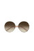 Round Metal Sunglasses With Brown Gradient Lens In Beige