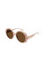Round Plastic Sunglasses With Brown Lens In Nude - Nude