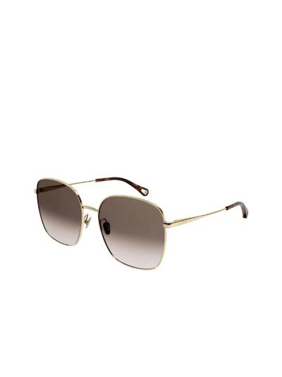 Chloé Square Metal Sunglasses With Brown Gradient Lens In Gold product