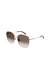 Square Metal Sunglasses With Brown Gradient Lens In Gold - Gold