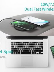 CHOETECH Dual Wireless Charger (QC3.0 Adapter included), 5 Coils Qi Certified Fast Wireless Charging Pad Compatible with iPhone 11 11Pro/11Pro Max/XS
