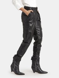 Bridget Buckled Cuff Vegan Leather Pants