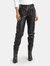 Bridget Buckled Cuff Vegan Leather Pants - Black