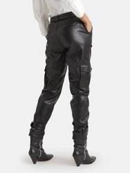 Bridget Buckled Cuff Vegan Leather Pants