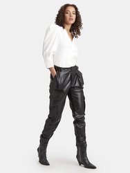 Bridget Buckled Cuff Vegan Leather Pants