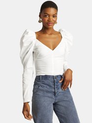 Peacock Puff Shoulder Crop Top