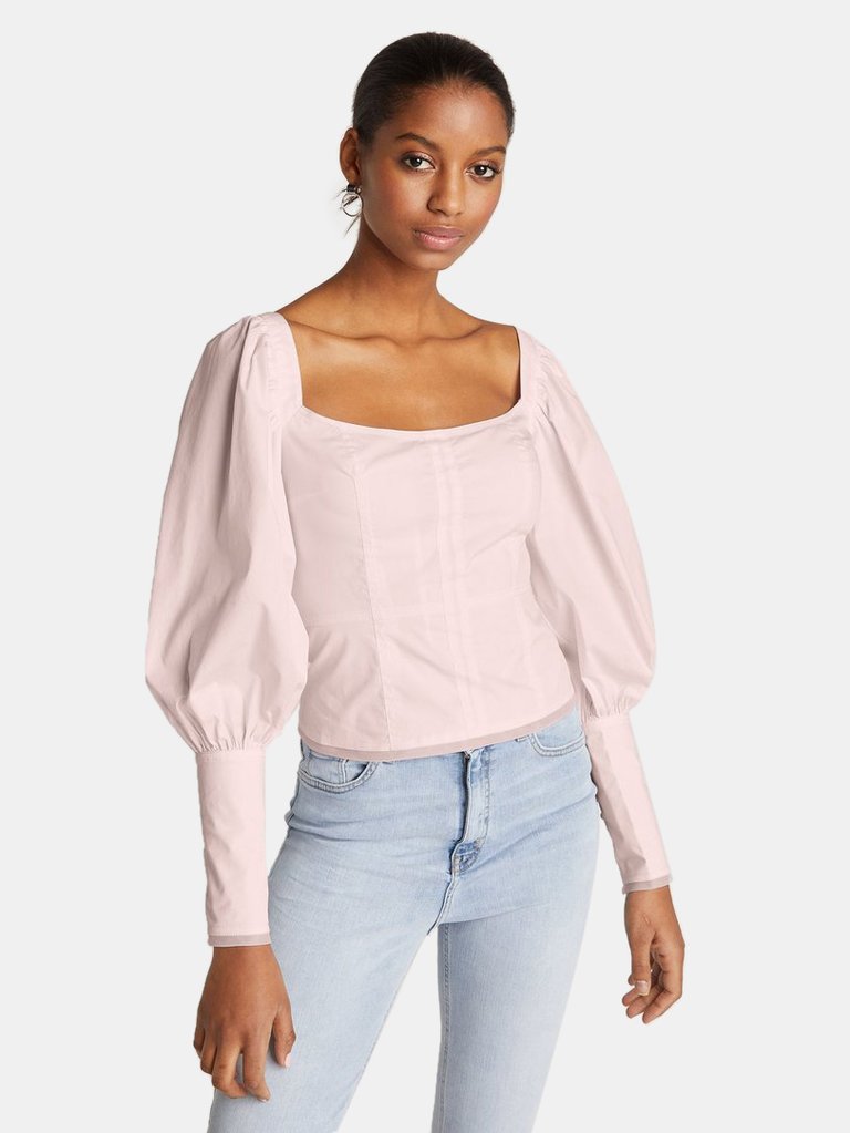 Priscilla Square Neck Puff Sleeve Top - Pink