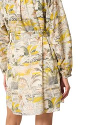 Bruna Floral Cotton Silk Shirt Dress