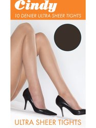 Cindy Womens/Ladies 10 Denier Ultra Sheer Tights (1 Pair) (Barely Black)