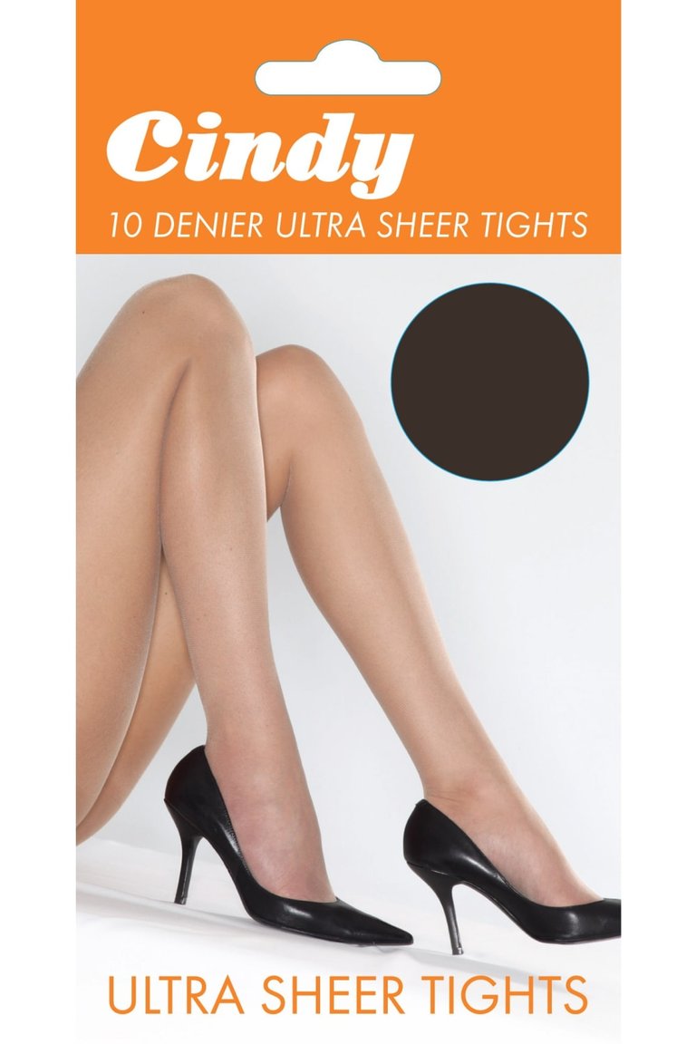 Cindy Womens/Ladies 10 Denier Ultra Sheer Tights (1 Pair) (Barely Black)